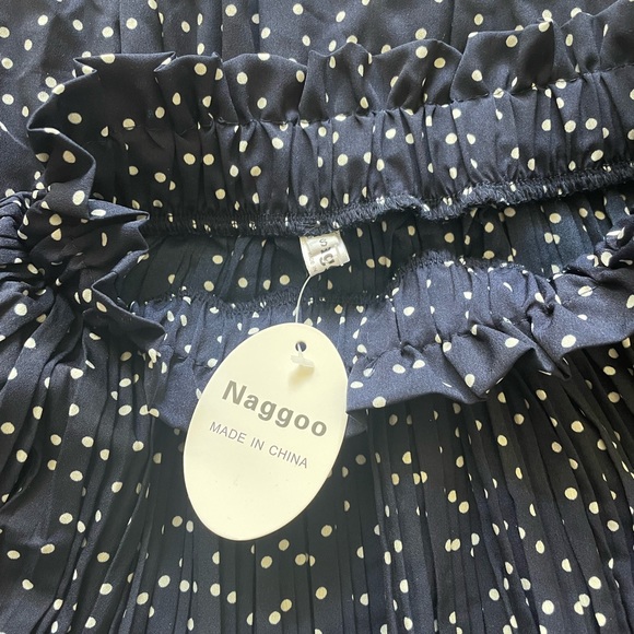 High Elastic Waist Skirt - Pleated Polka Dot Long Skirts with Pockets, size sm - Picture 3 of 4